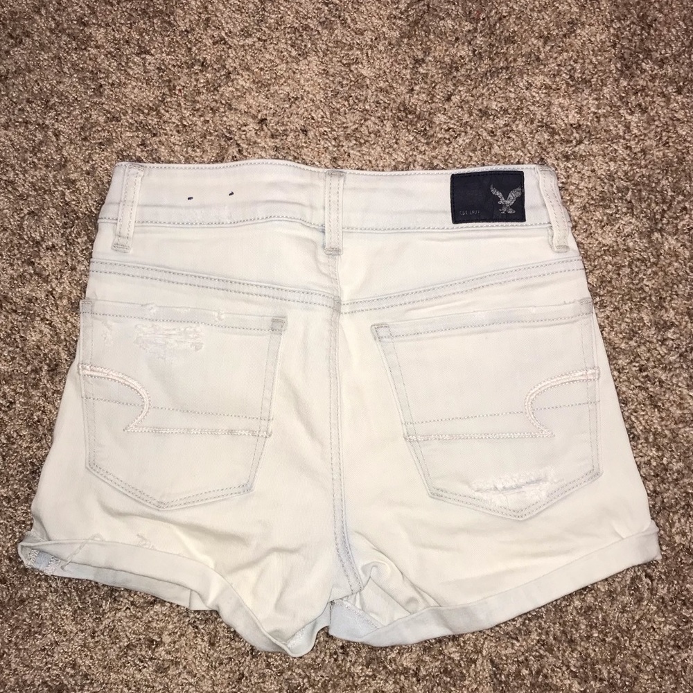 VERY light blue distressed shorts